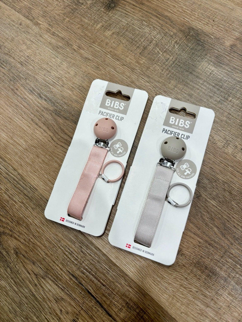 Kids Pacifier Clip - Pink & Grey